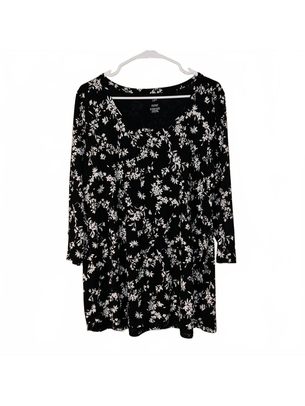 J. Jill Black White Supima Cotton Tencel A-line Tunic size large